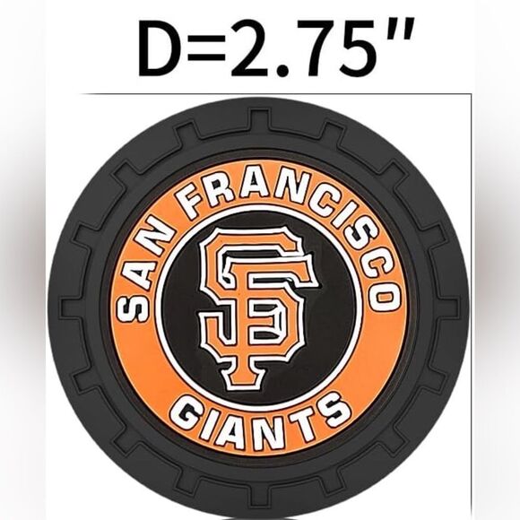 MLB San Francisco Giants car cup Coasters in black Set of 2 NWT - Picture 2 of 7